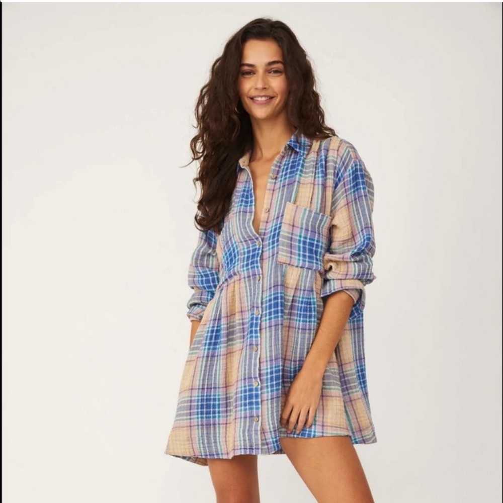 Free People Plaid Voyage Shirtdress